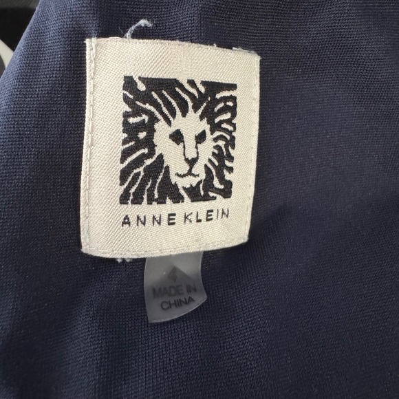 Anne Klein Midi Dress Womens 4 Navy Blue Sleeveless Belted Asymmetrical - Picture 7 of 9